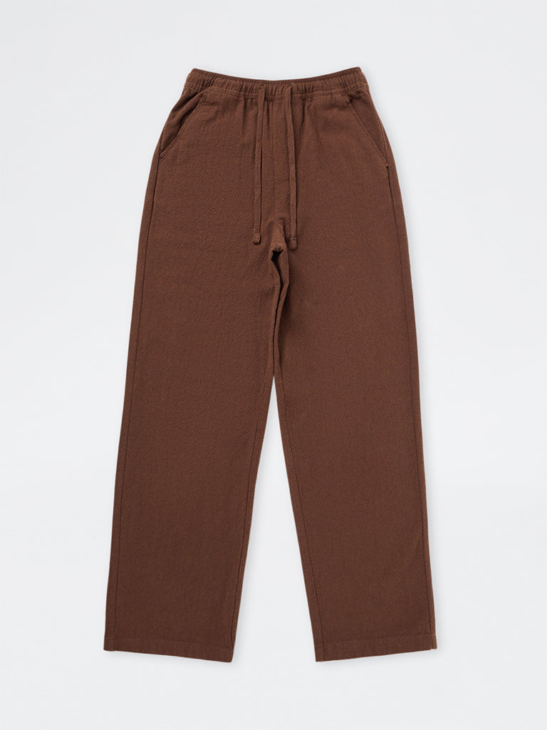 Boys Brown Solid Mid-Rise Cotton Trousers