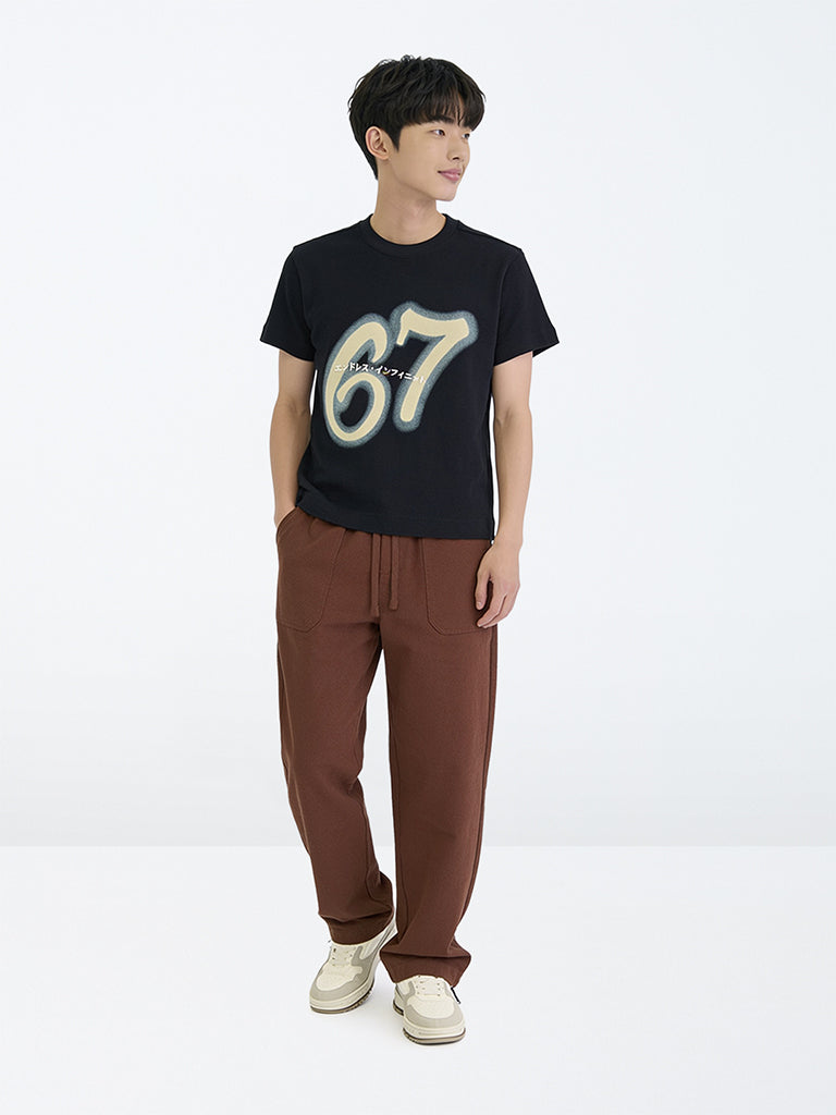 Boys Brown Solid Mid-Rise Cotton Trousers