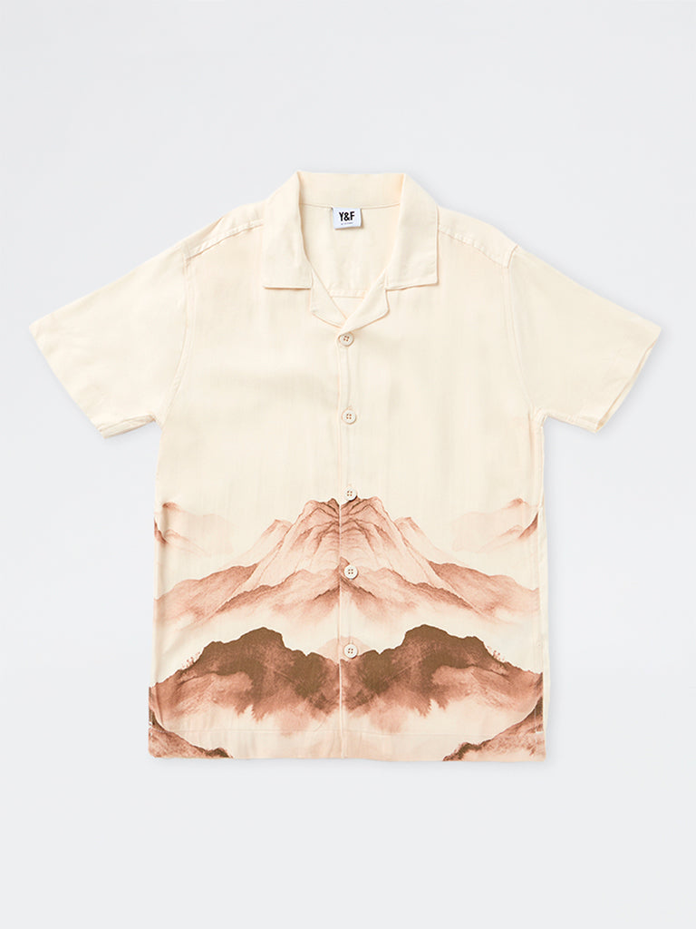 Boys Cream Scenic-Inspired Shirt