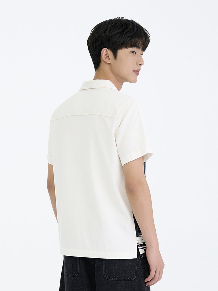 Boys White Printed Shirt