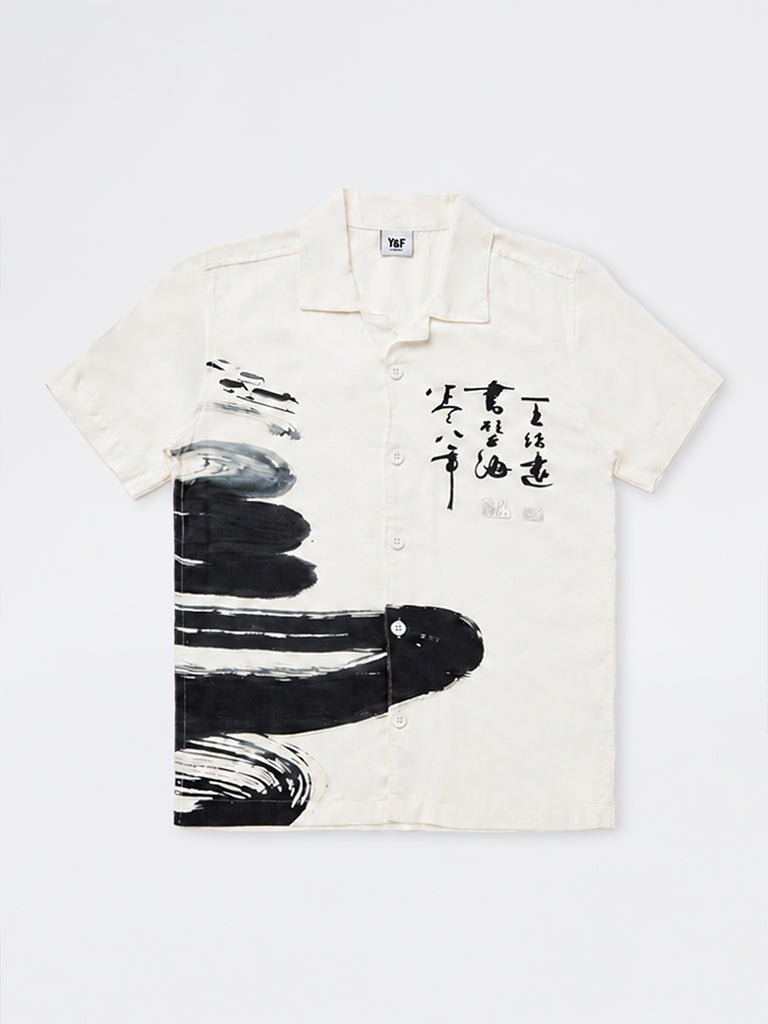 Boys White Printed Shirt