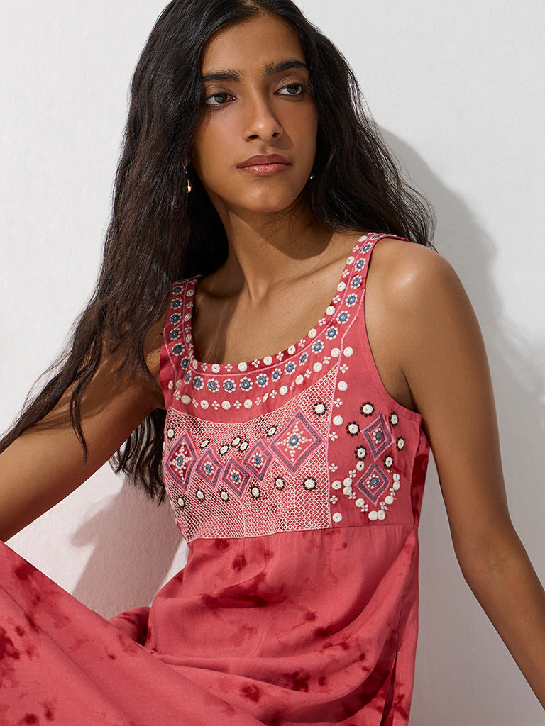 Bombay Paisley Pink Tie-Dye Pattern A-Line Dress