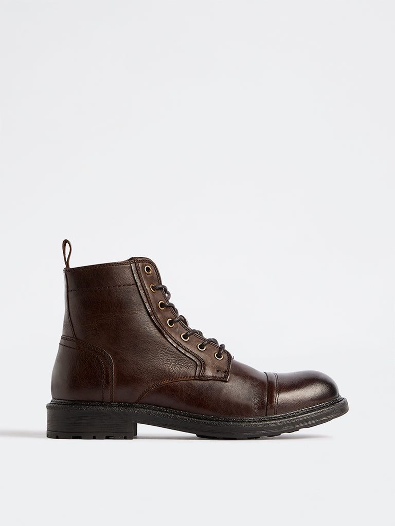 SOLEPLAY Dark Brown Faux Leather Maverick Boots