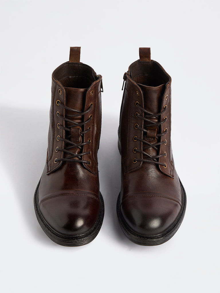 SOLEPLAY Dark Brown Faux Leather Maverick Boots