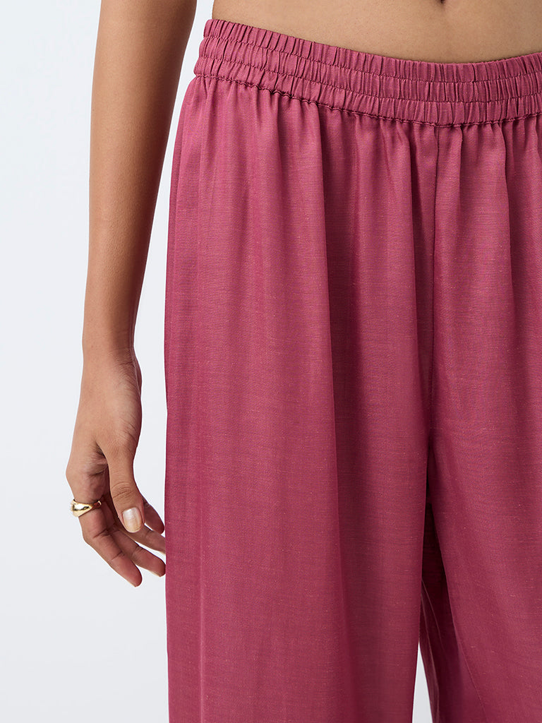 Zuba Pink Solid Pants