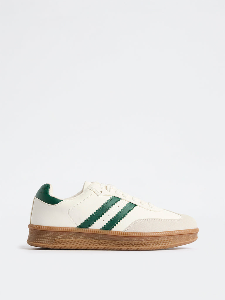 SOLEPLAY White Striped Retro Sneakers