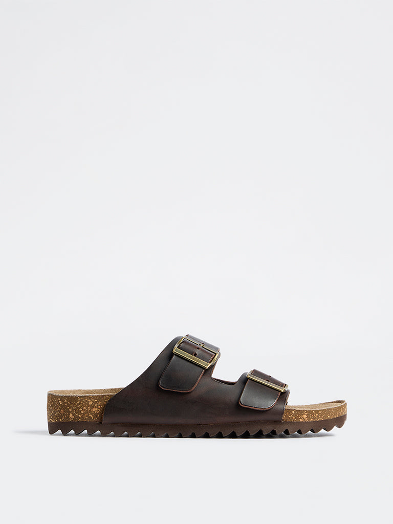 SOLEPLAY Dark Brown Dual-Strap Slip-On Sandals