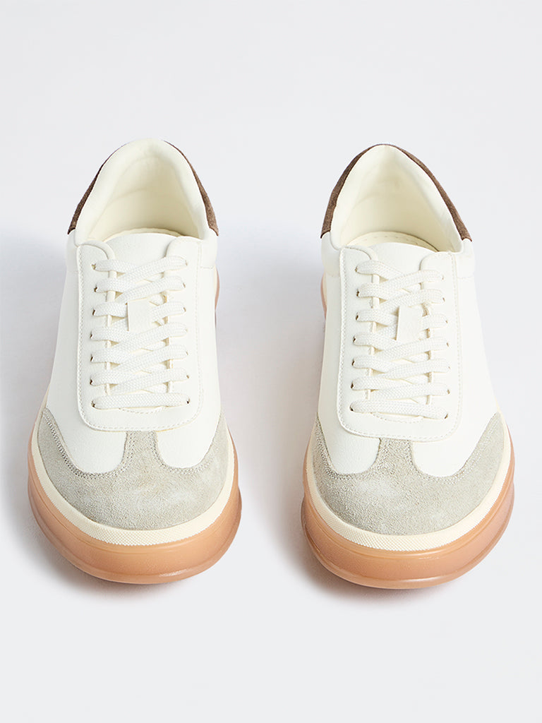 SOLEPLAY Off-White Suede-Detail Lace-Up Sneakers