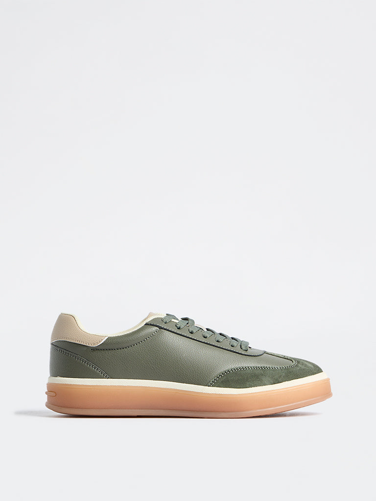 SOLEPLAY Olive Suede-Detail Lace-Up Sneakers