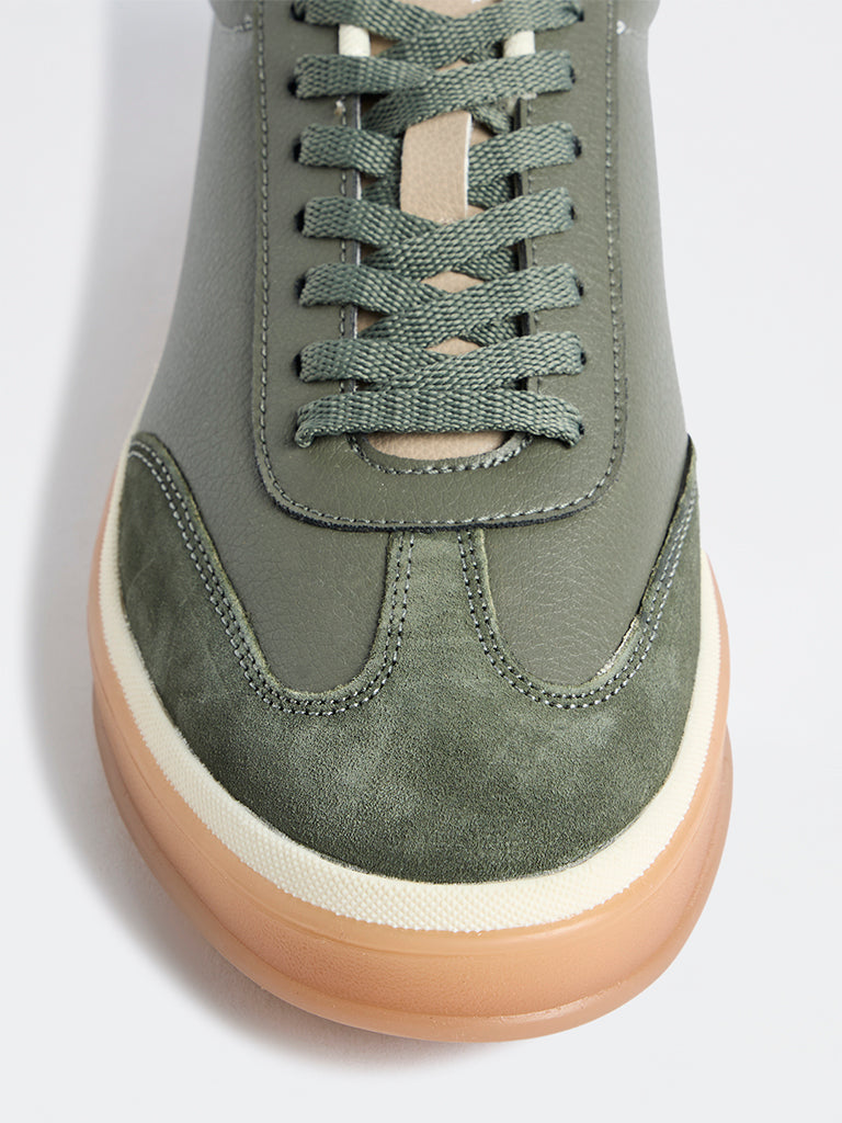 SOLEPLAY Olive Suede-Detail Lace-Up Sneakers