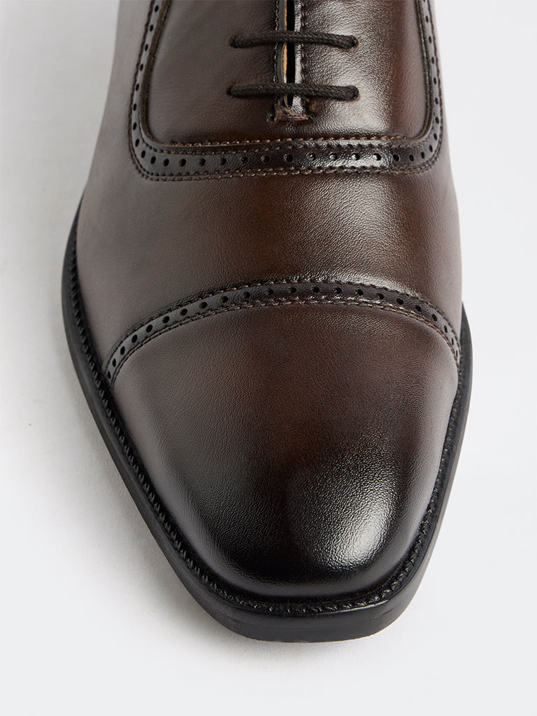 SOLEPLAY Dark Brown Solid Oxford Shoes