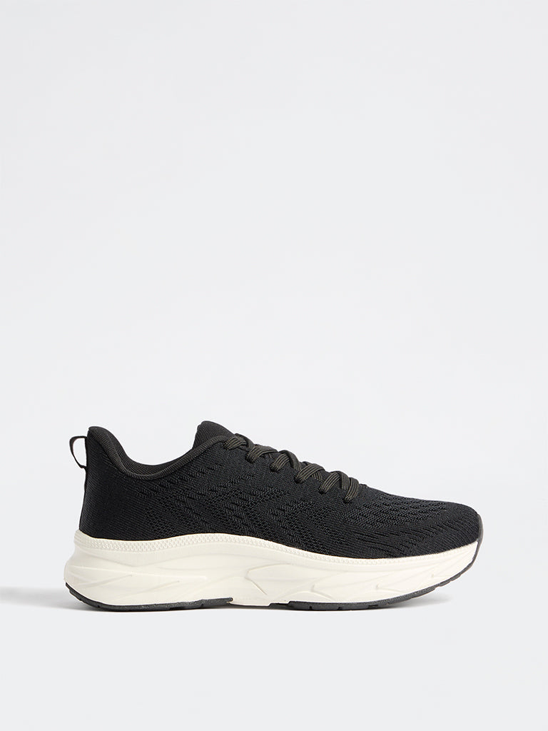 SOLEPLAY Black Knit-Textured Jogger Shoes