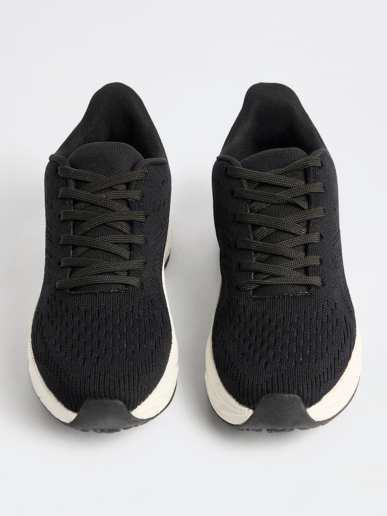 SOLEPLAY Black Knit-Textured Jogger Shoes