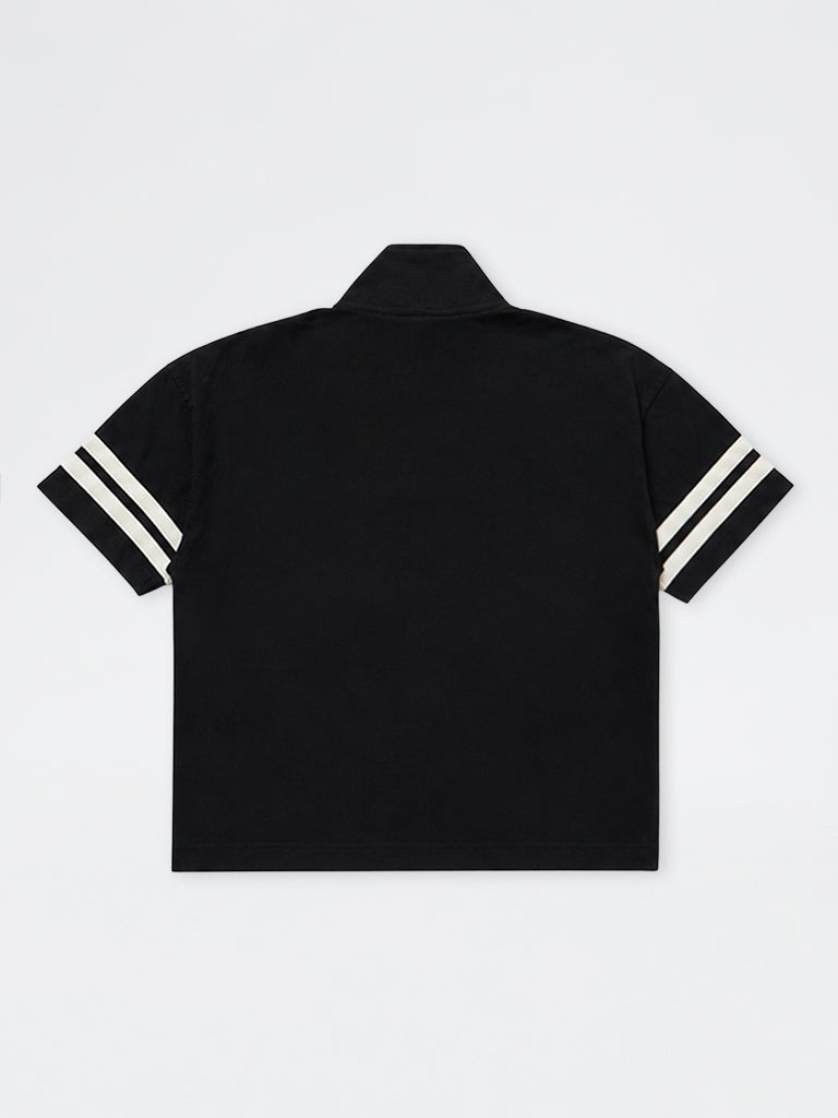 Boys Black Japanese-Embroidered Cotton T-Shirt