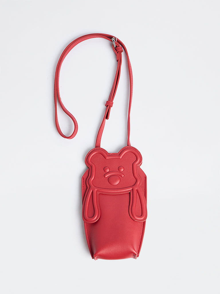 Y&F Kids Girls  Red Bear-Design Crossbody Phone Bag