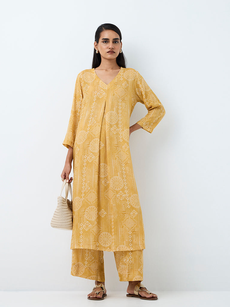 Zuba Yellow Printed Pants