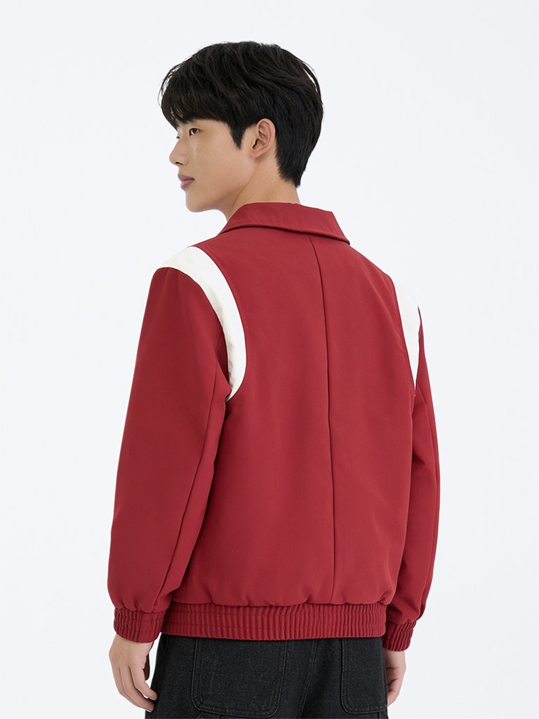 Boys Red Japanese Text Printed Jacket