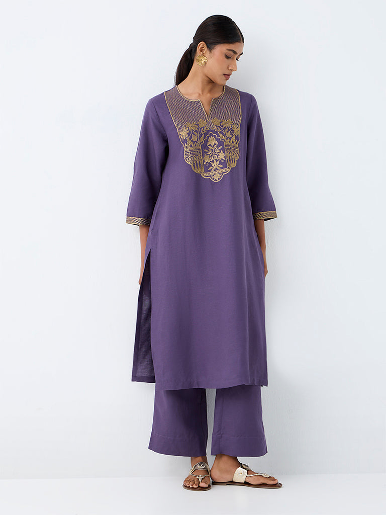 Zuba Violet Solid Pants