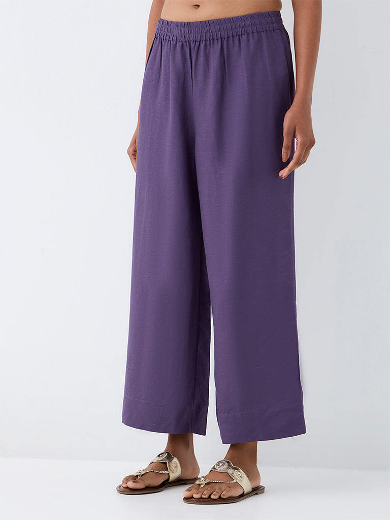 Zuba Violet Solid Pants