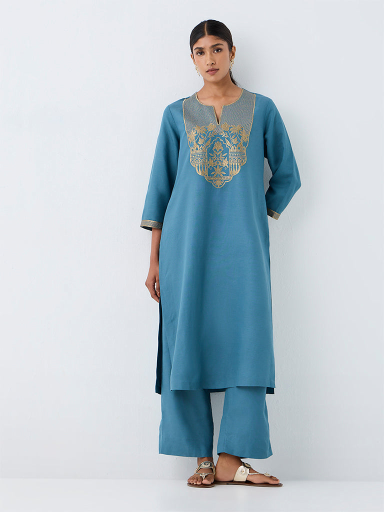 Zuba Teal Solid Pants