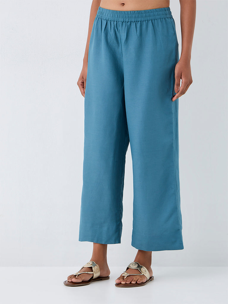 Zuba Teal Solid Pants