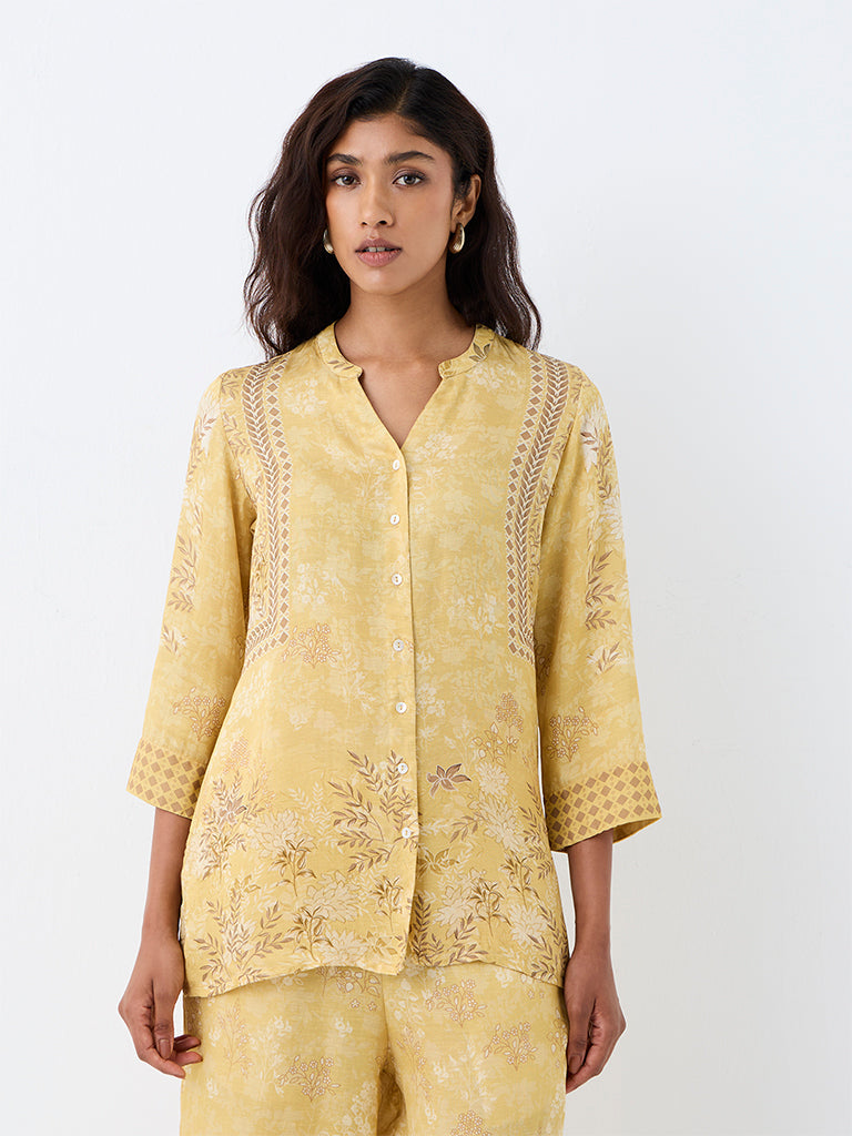 Zuba Yellow Foliage Printed Tunic