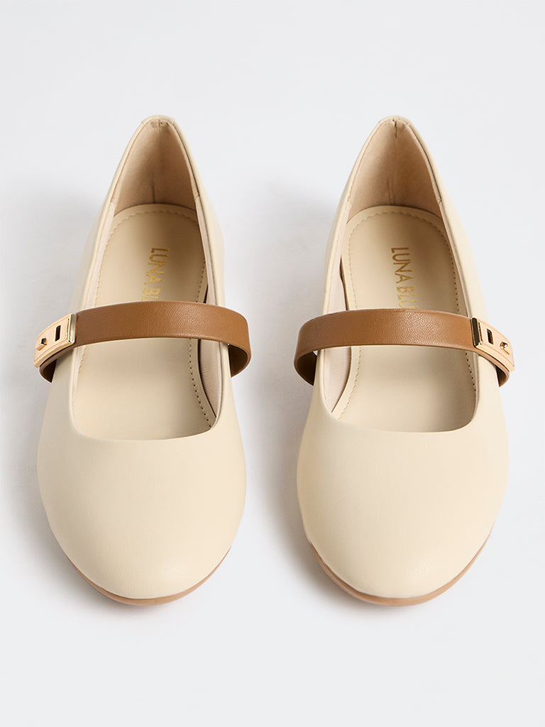 LUNA BLU Light Beige Turn-Lock Mary Jane Shoes