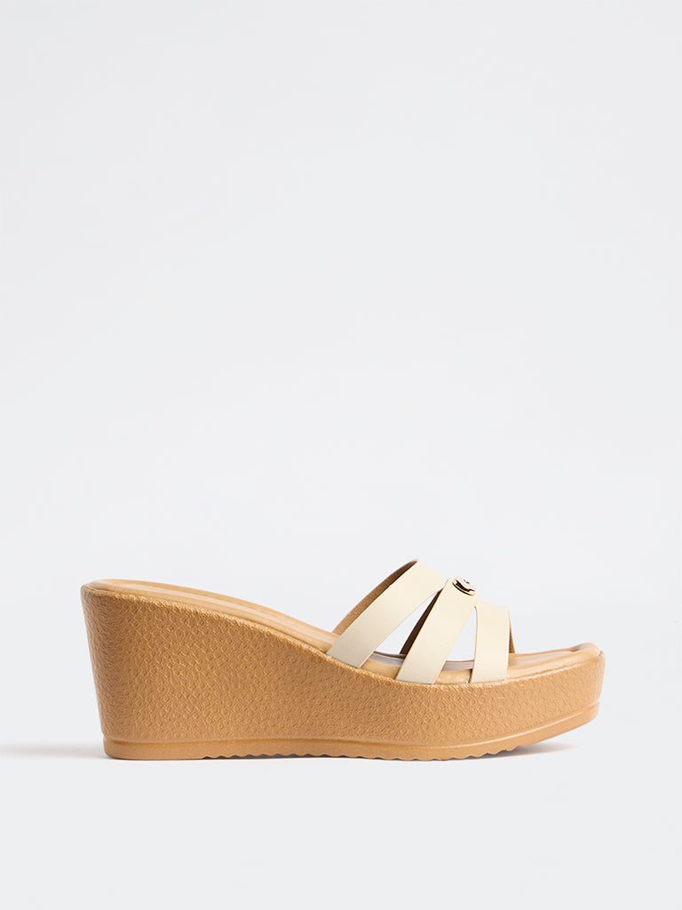 LUNA BLU Ivory Multi-Strap Wedge-Heel Sandals