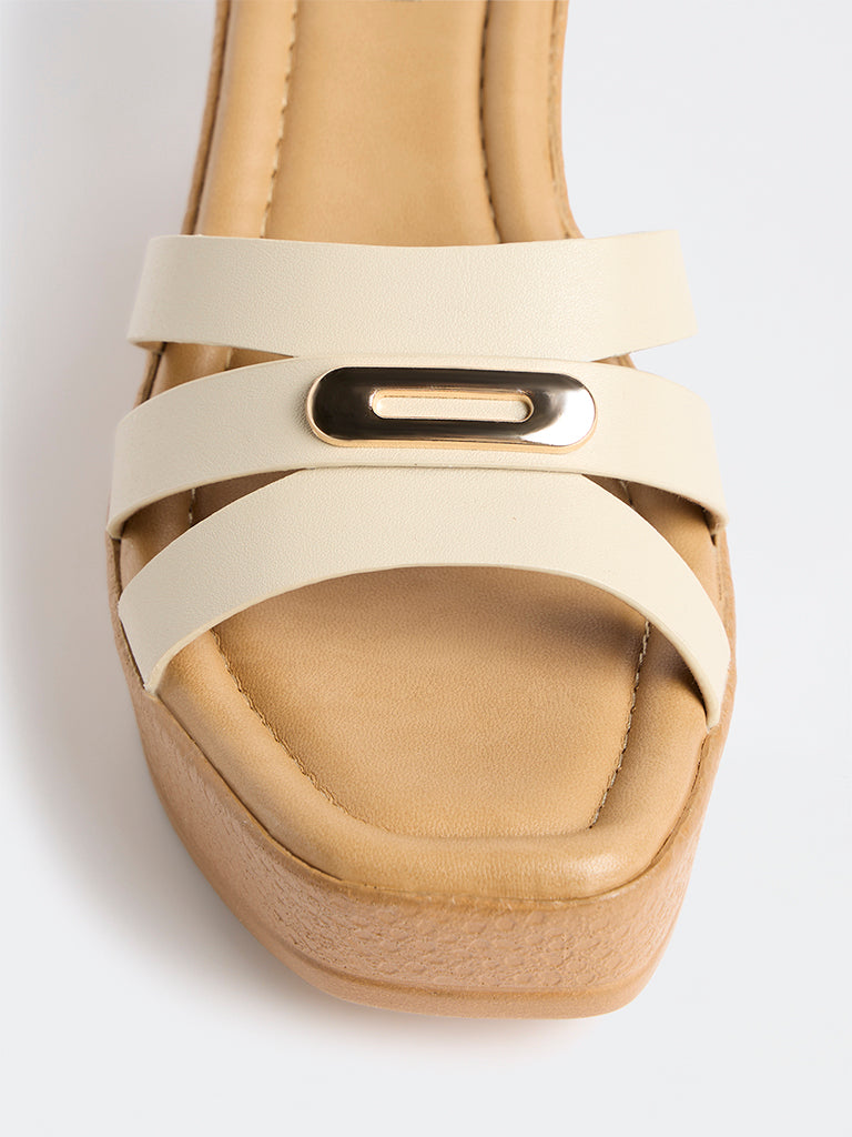 LUNA BLU Ivory Multi-Strap Wedge-Heel Sandals