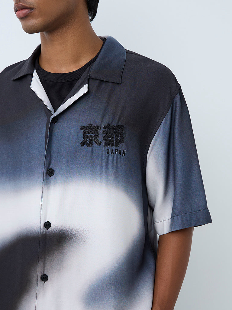 Nuon Black Abstract Printed Relaxed-Fit Shirt