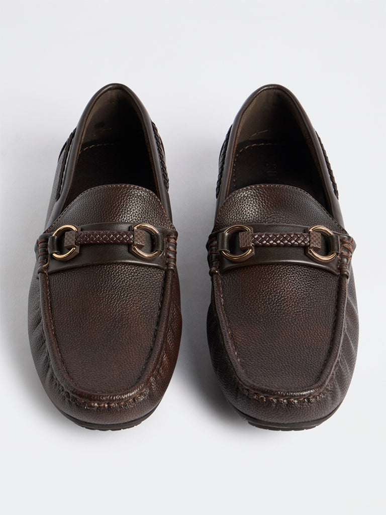 SOLEPLAY Dark Brown Textured Jerry Loafers