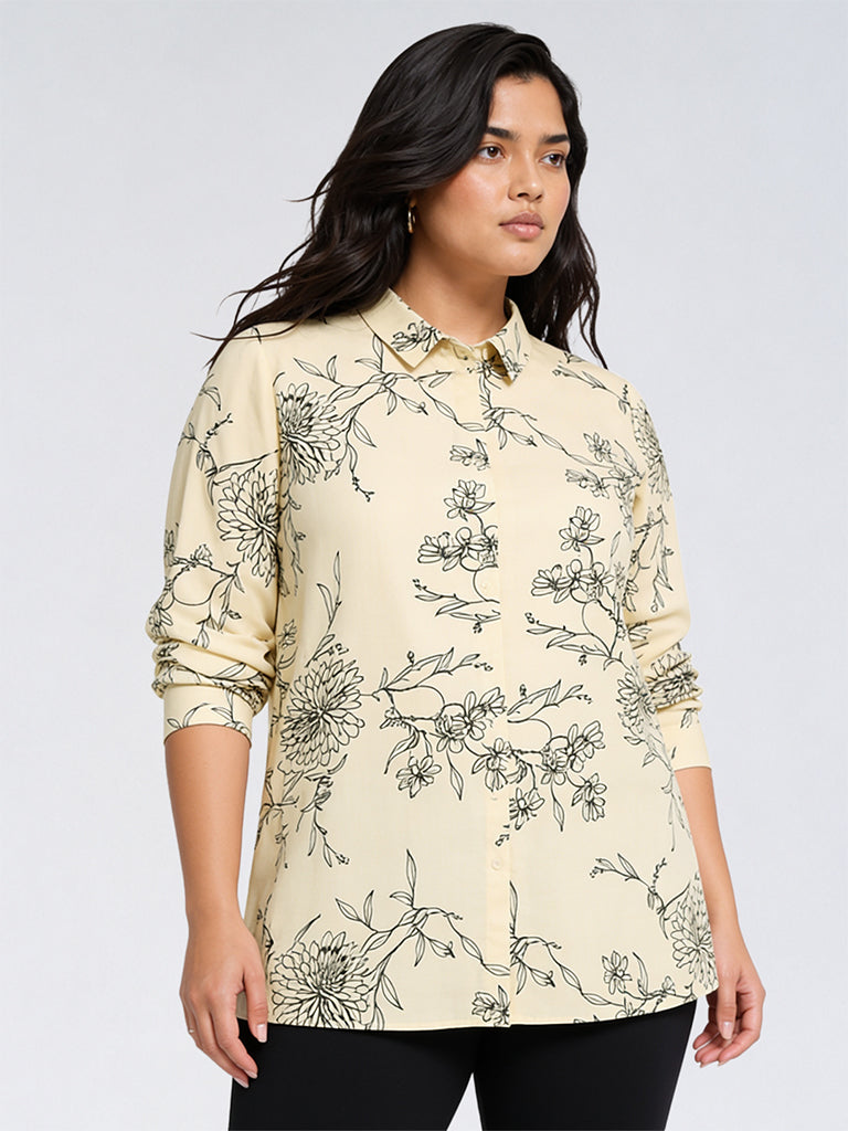 Gia Cream Floral Printed Shirt