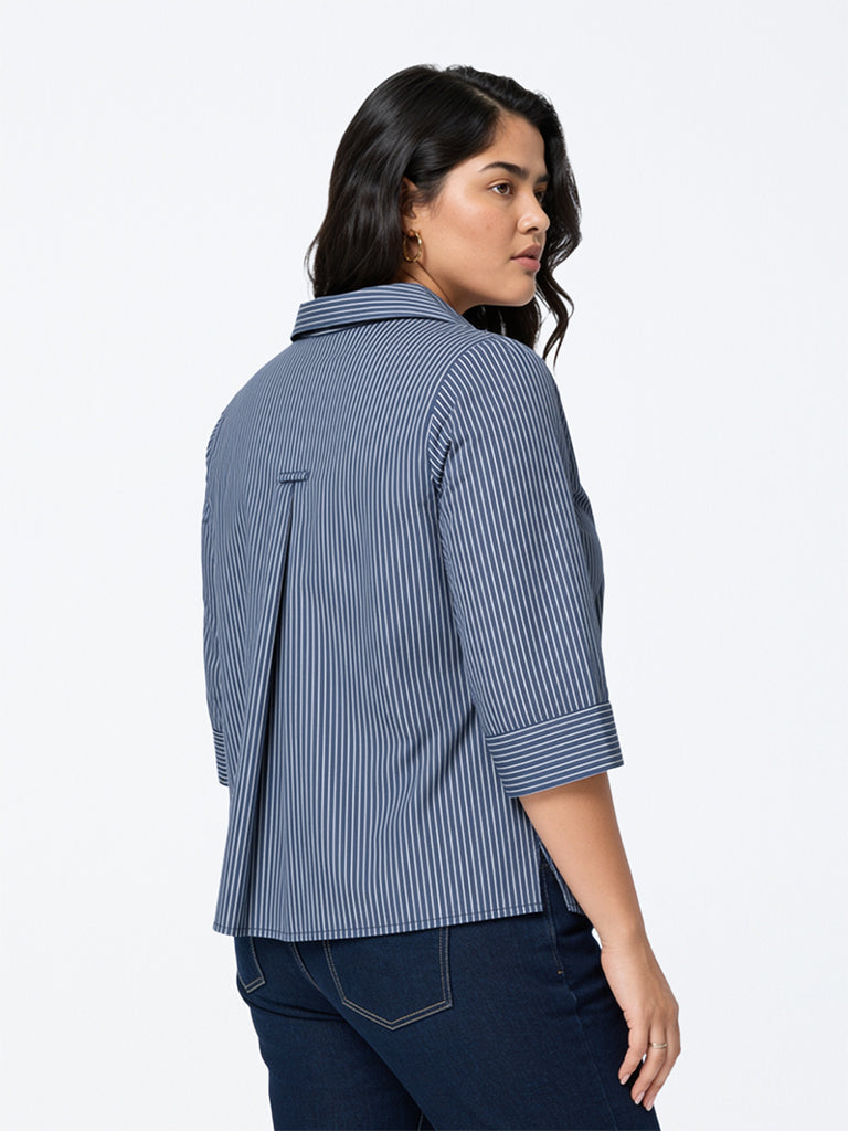 Gia Blue Striped Cotton Shirt