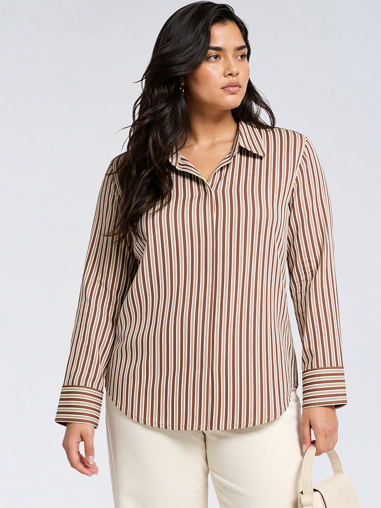 Gia Brown Striped Shirt