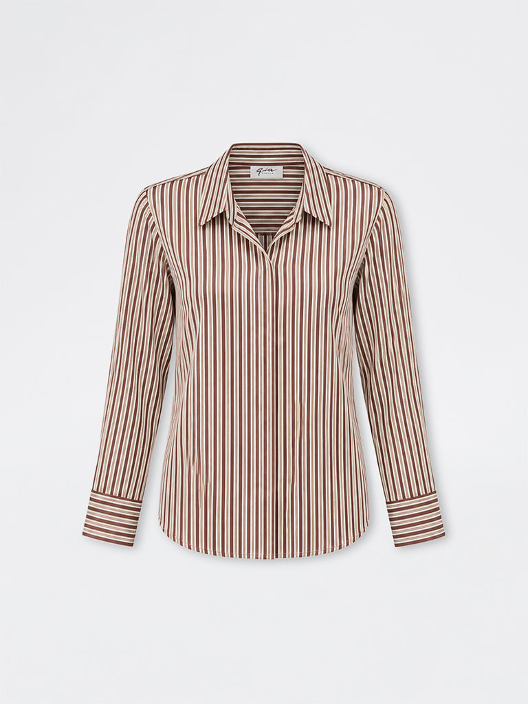 Gia Brown Striped Shirt