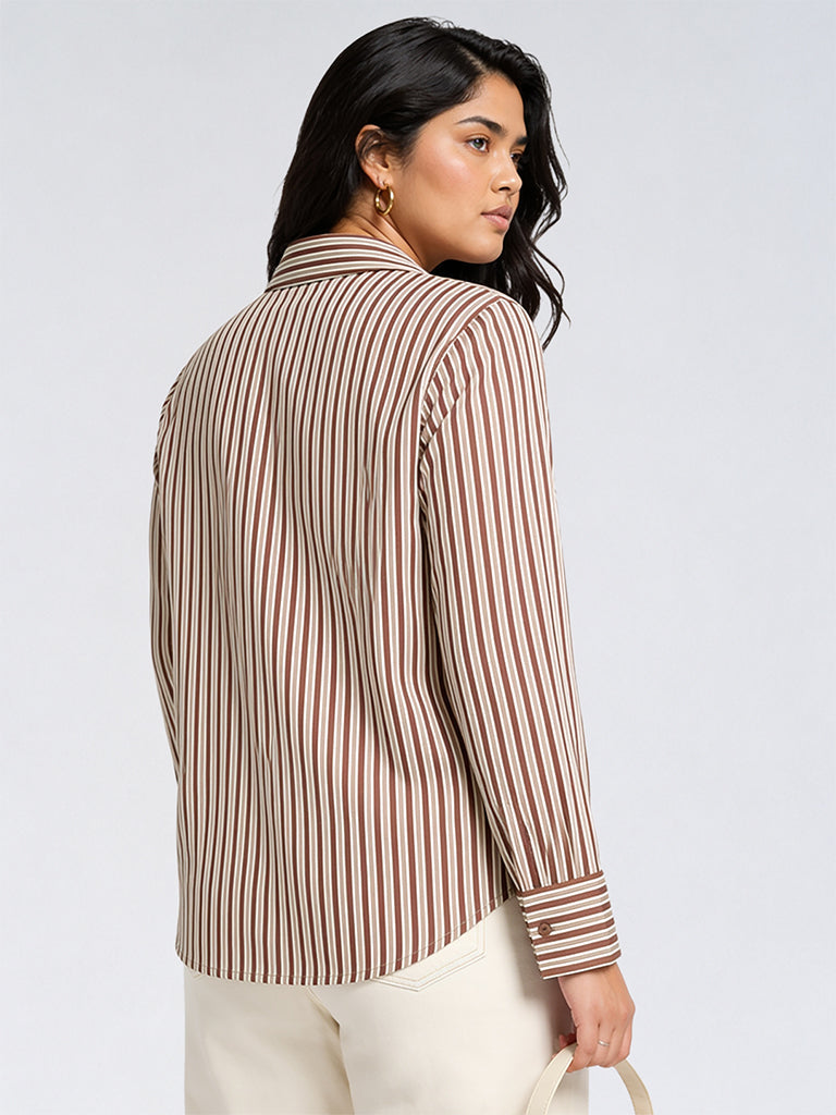 Gia Brown Striped Shirt