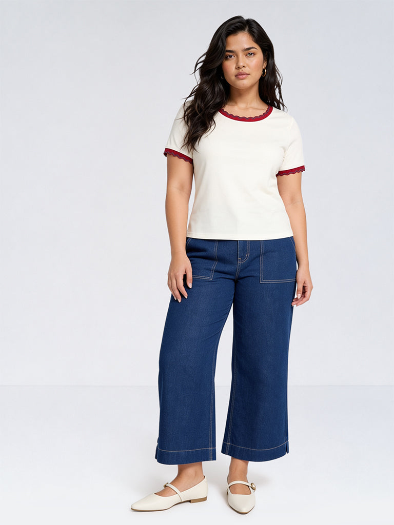 Gia Dark-Blue-Wash High-Waist Straight Fit Jeans