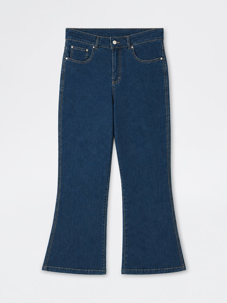 Gia Indigo-Wash High-Waist Flared Fit Jeans