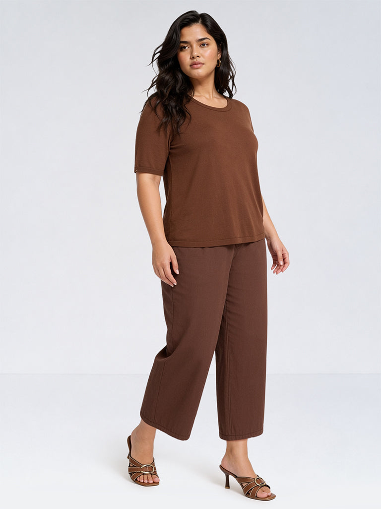 Gia Brown Solid High-Rise Jeans