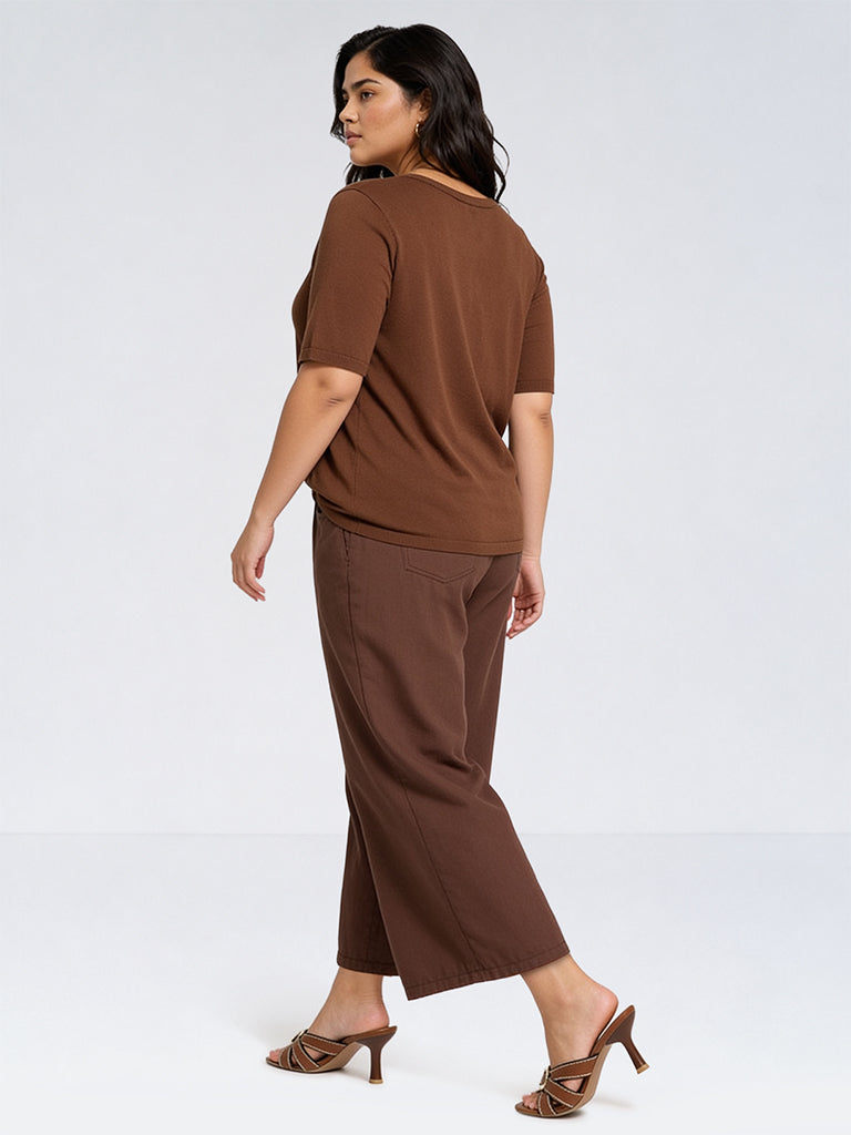 Gia Brown Solid High-Rise Jeans