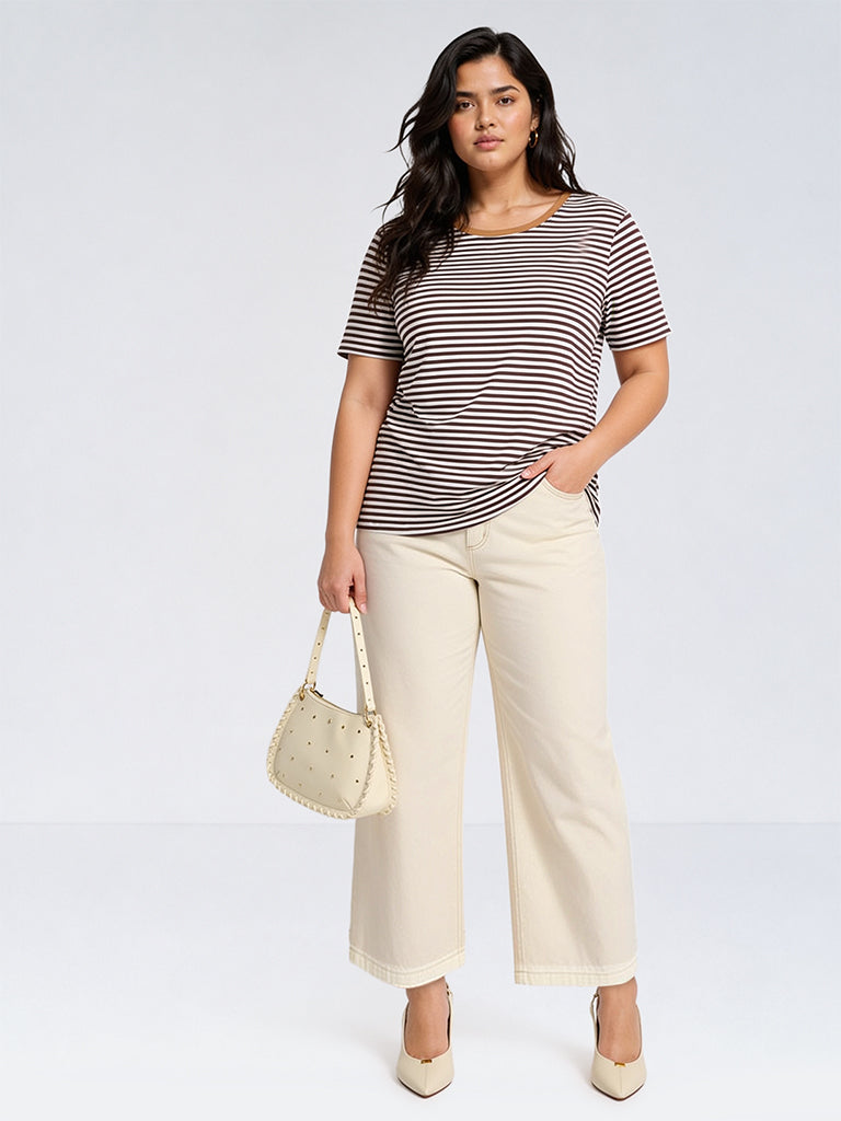 Gia Beige Straight-Fit Jeans