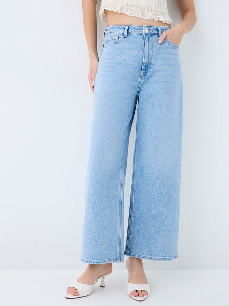 LOV Light Blue Wide-Leg High-Rise Jeans