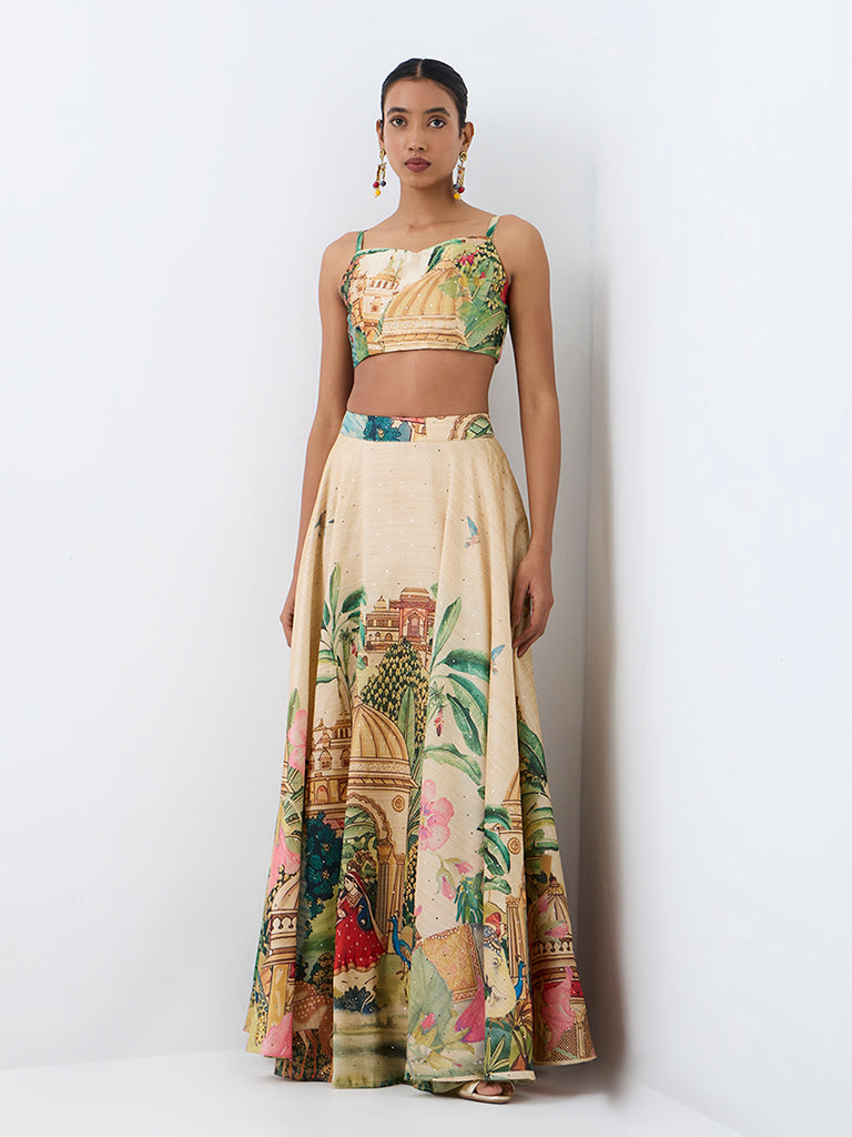 Vark Multicolour Heritage Printed Crop Top