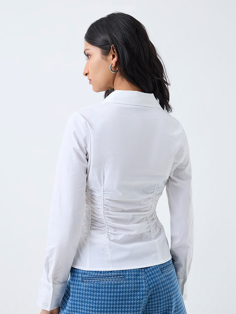 Nuon White Ruched Shirt