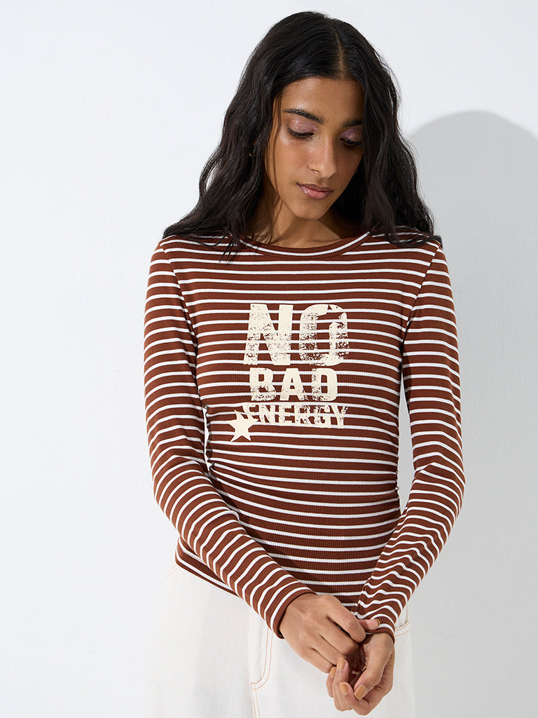 Nuon Brown Stripe T-Shirt
