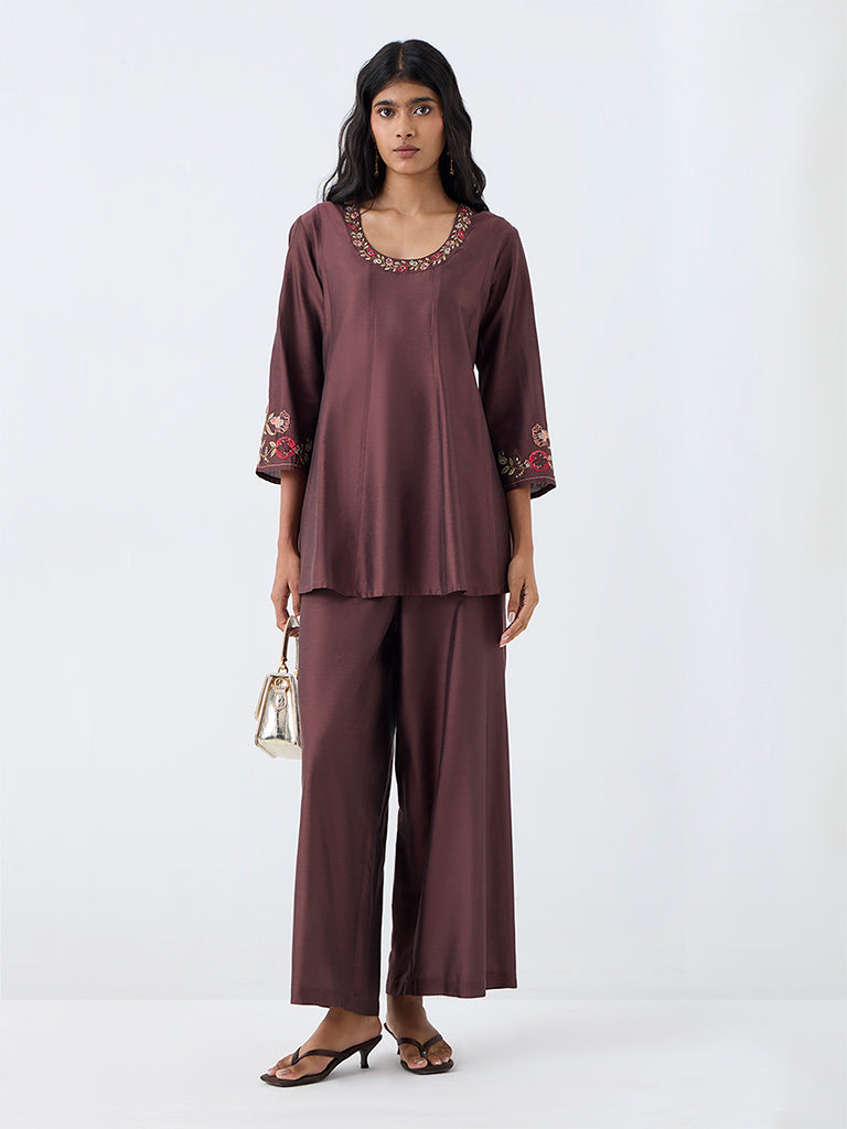 Utsa Brown Solid Pants