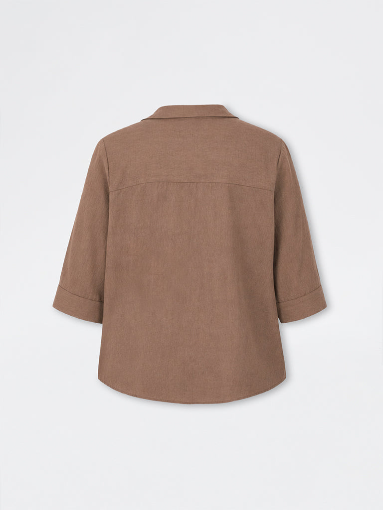 Gia Dark Taupe Solid Cotton Shirt