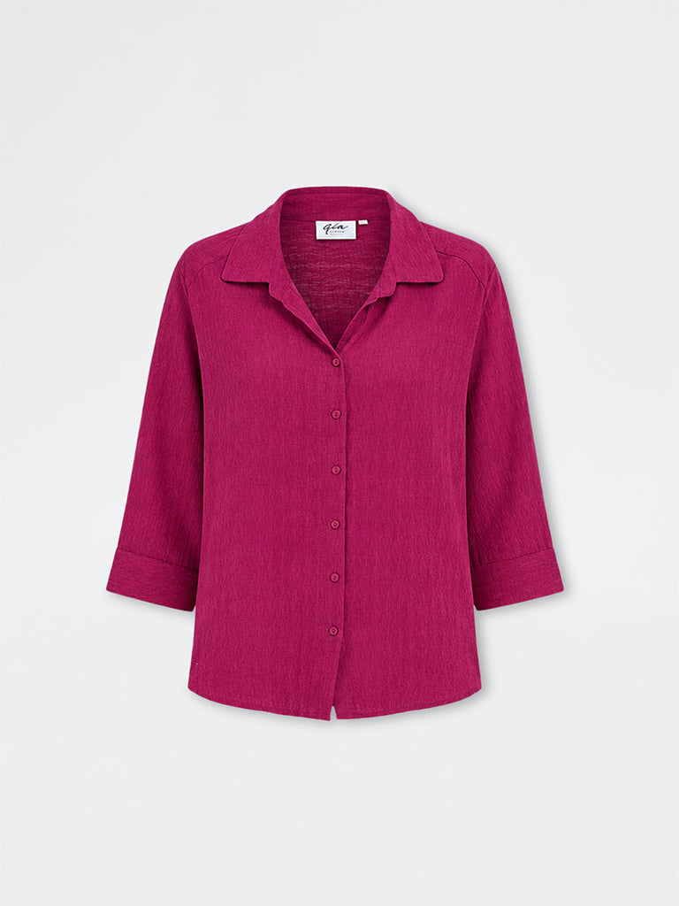 Gia Fuchsia Textured Shirt