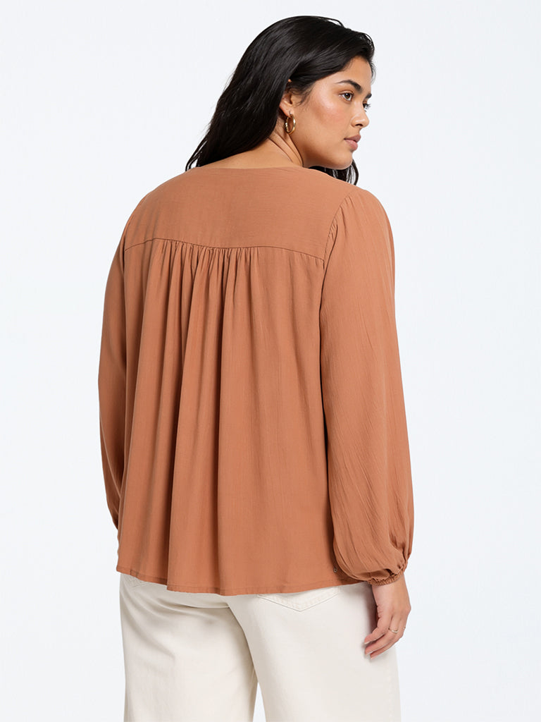 Gia Orange Solid Blouse