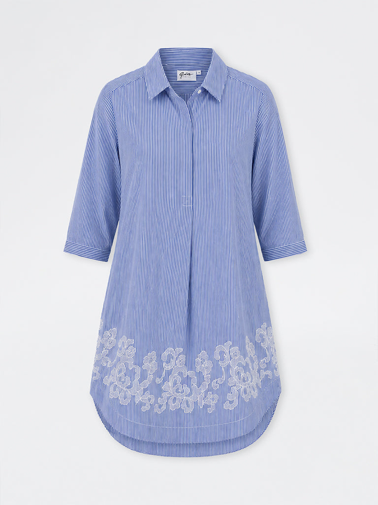 Gia Blue Striped Cotton Dress